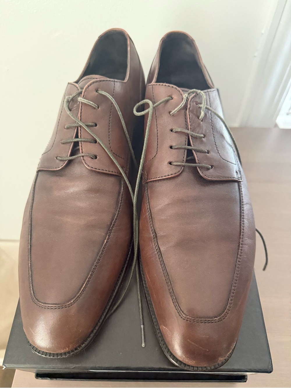 Boss HUGO BOSS Brown Moc Toe Oxford Dress Mens Shoes 11.5